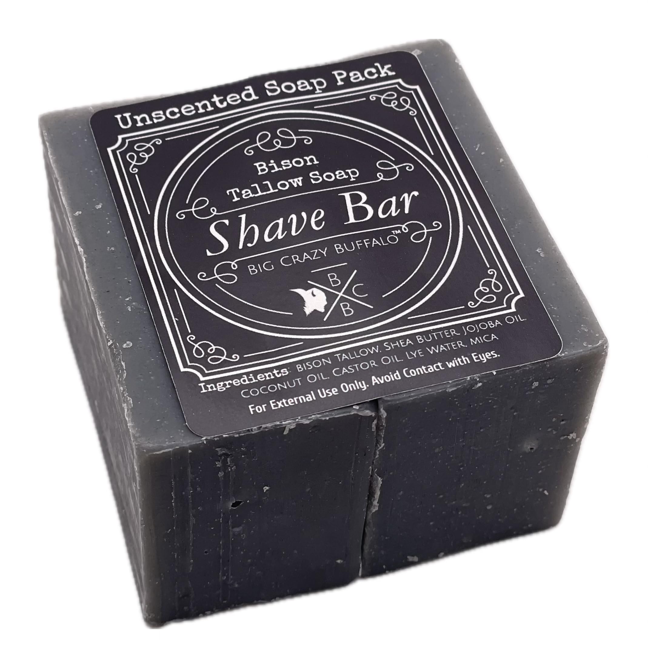 Bison Tallow Buff Shave Bar Unscented 2 Pack - Razor Friendly Moisturizing Glides Soothes Naturally Derived No Dyes Chem
